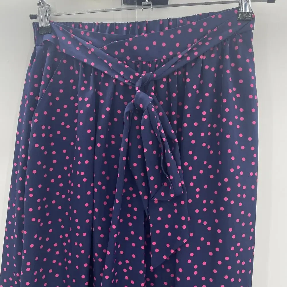 J. PETERMAN Maxi Polka Dot Skirt Womens Size 6 Lightweight Pull On Self Tie Belt - Picture 3 of 9